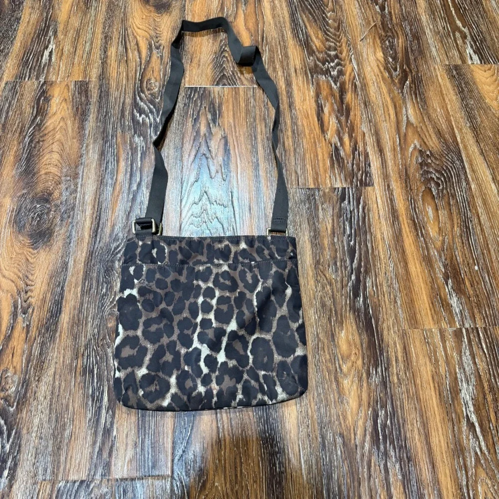 Coach Leopard Print Nylon Crossbody Messenger Bag Brown Tan F11428 Purse Bag